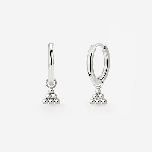 Tiny Beads Hoop Set Small Silver