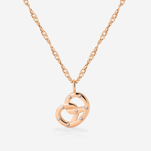 Bedazzle my Pretzel Necklace Rose Gold
