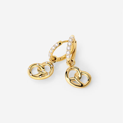 Bedazzled Pretzel Glimmer Hoop Set Small Gold
