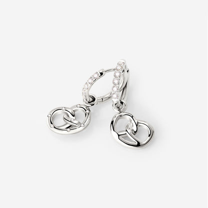 Bedazzled Pretzel Glimmer Hoop Set Small Silver
