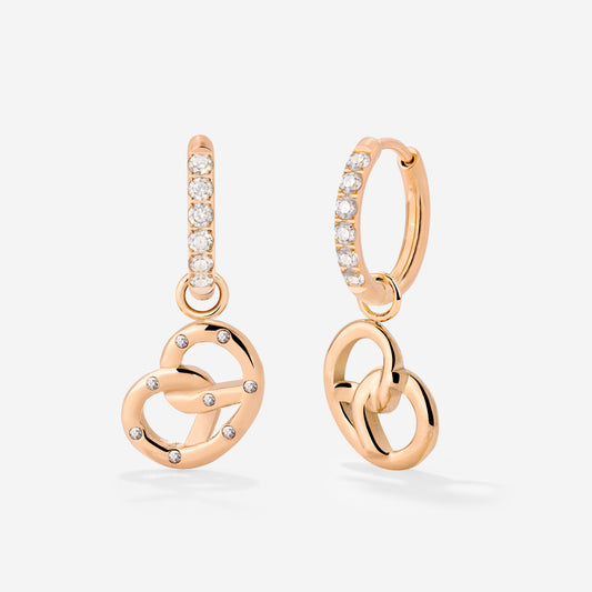 Bedazzled Pretzel Glimmer Hoop Set Small Rose Gold
