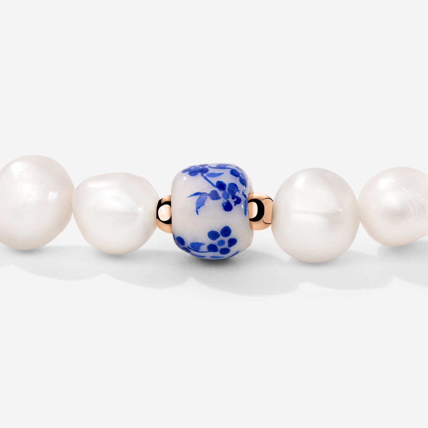 Flower Tile Pearl Bracelet Rose Gold