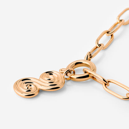 Serpent's Whisper Oval Links Necklace Rose Gold