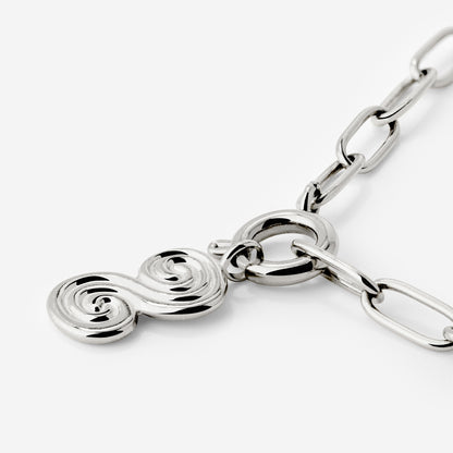 Serpent's Whisper Oval Links Necklace Set Silver