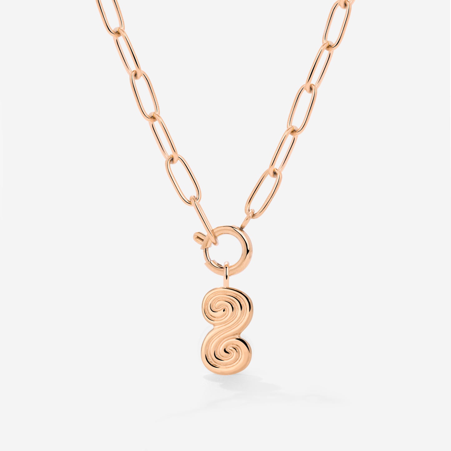 Serpent's Whisper Oval Links Necklace Rose Gold