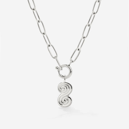 Serpent's Whisper Oval Links Necklace Set Silver
