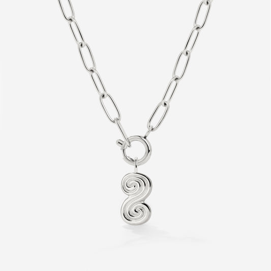 Serpent's Whisper Oval Links Necklace Set Silver