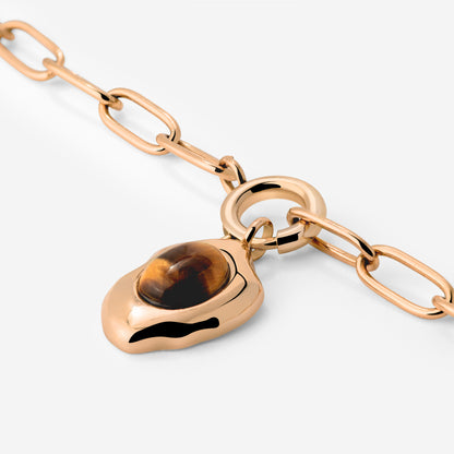 Tiger's Eye Oval Links Necklace Set Rose Gold
