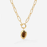 Tiger's Eye Oval Links Necklace Set Gold