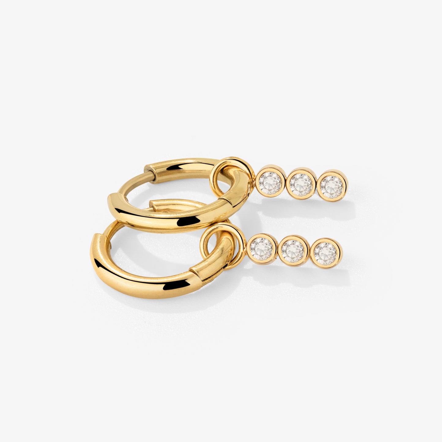 Bezel Bling Hoop Set Small Gold