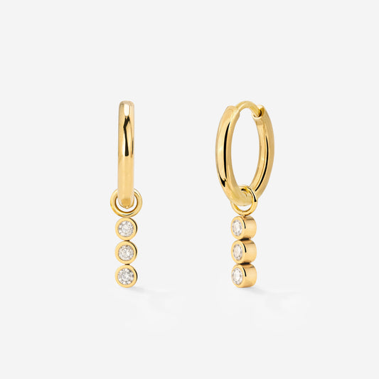 Bezel Bling Hoop Set Small Gold