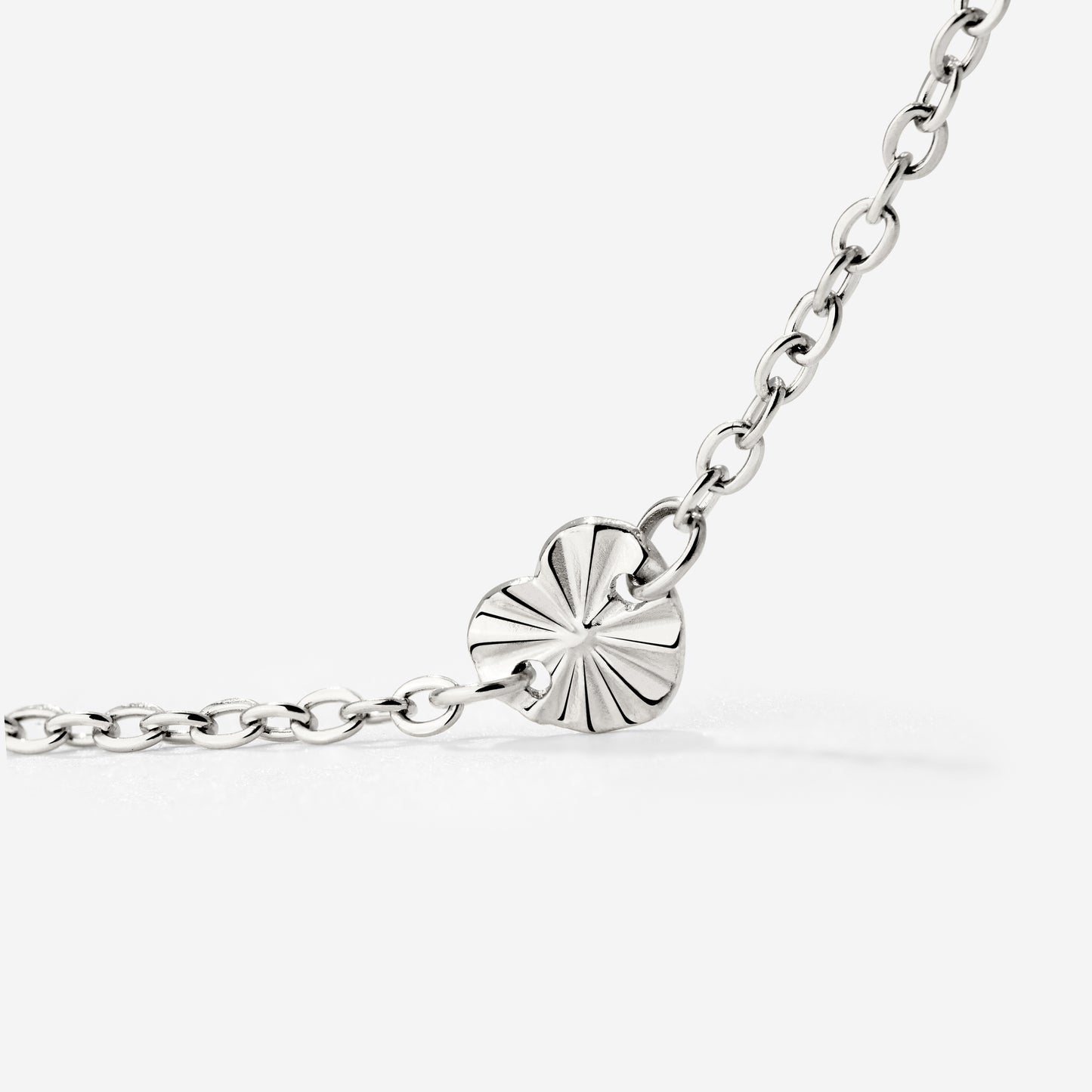 Glass Heart Necklace Silver