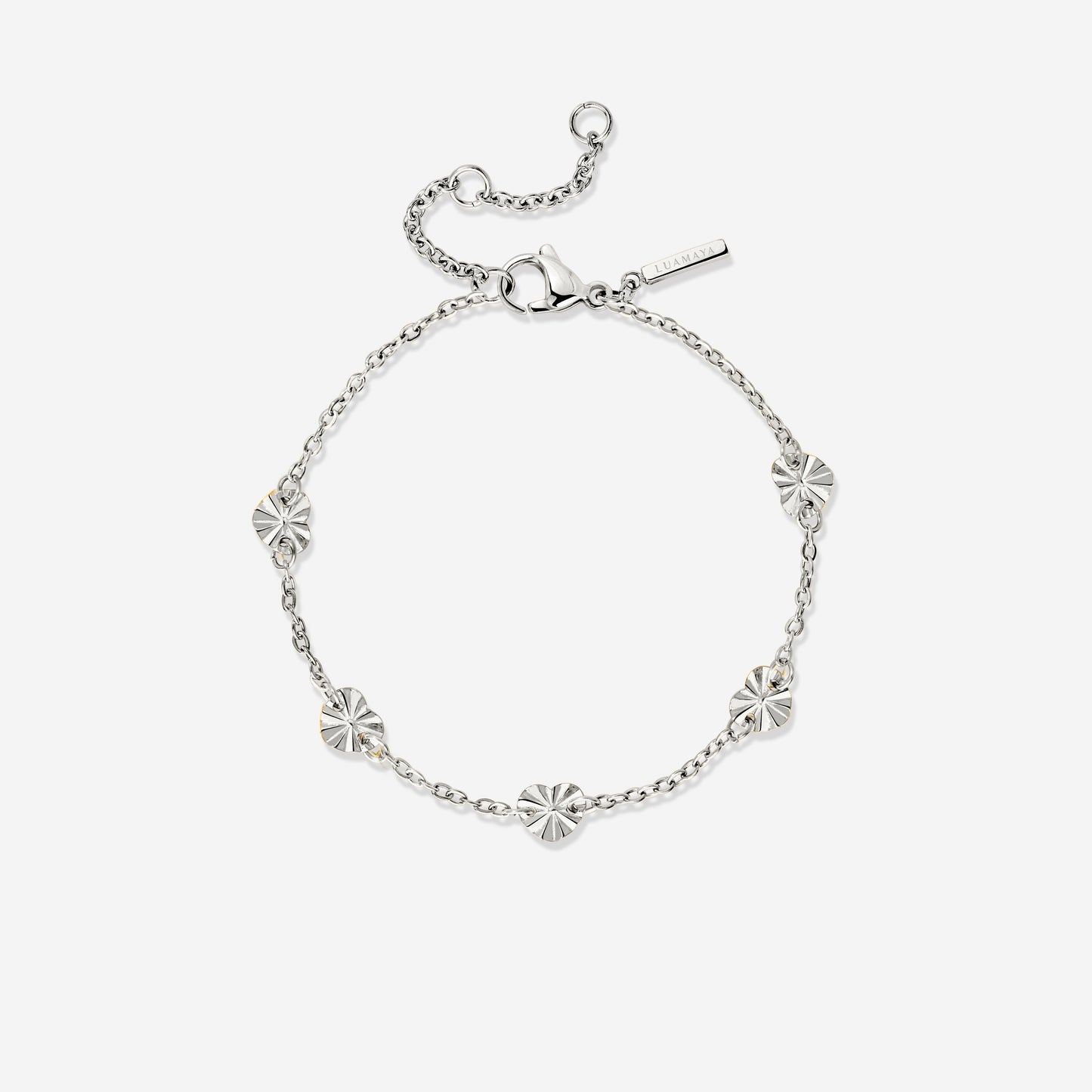 Glass Heart Bracelet Silver