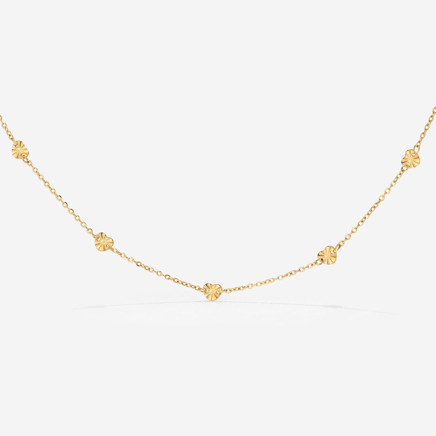 Glass Heart Necklace Gold