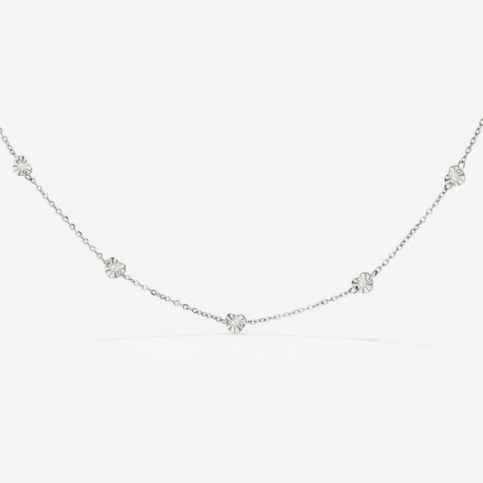 Glass Heart Necklace Silver