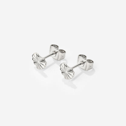 Glass Heart Studs Silver