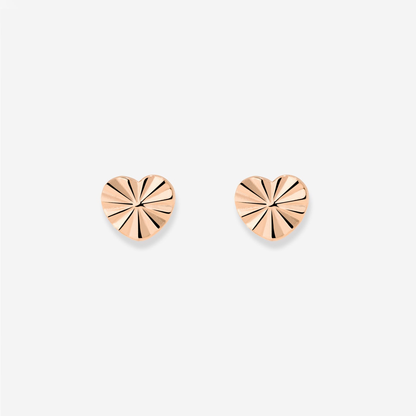 Glass Heart Studs Rose Gold