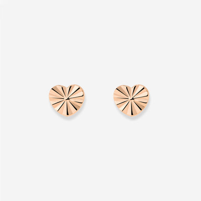 Glass Heart Studs Rose Gold