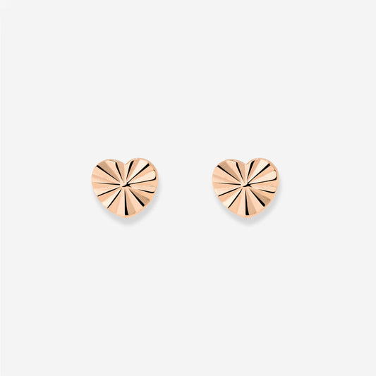 Glass Heart Studs Rose Gold