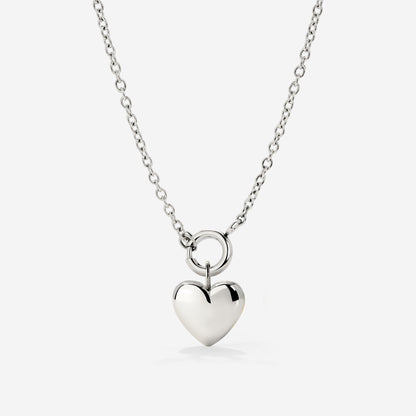 Lovely Heart Classic Chain Necklace Set Silver