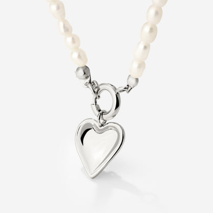 Heartie Pearly Necklace Set Silver