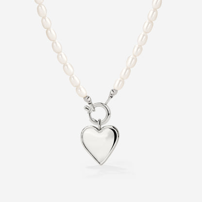 Heartie Pearly Necklace Set Silver