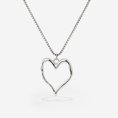 Melting Heart Necklace Silver