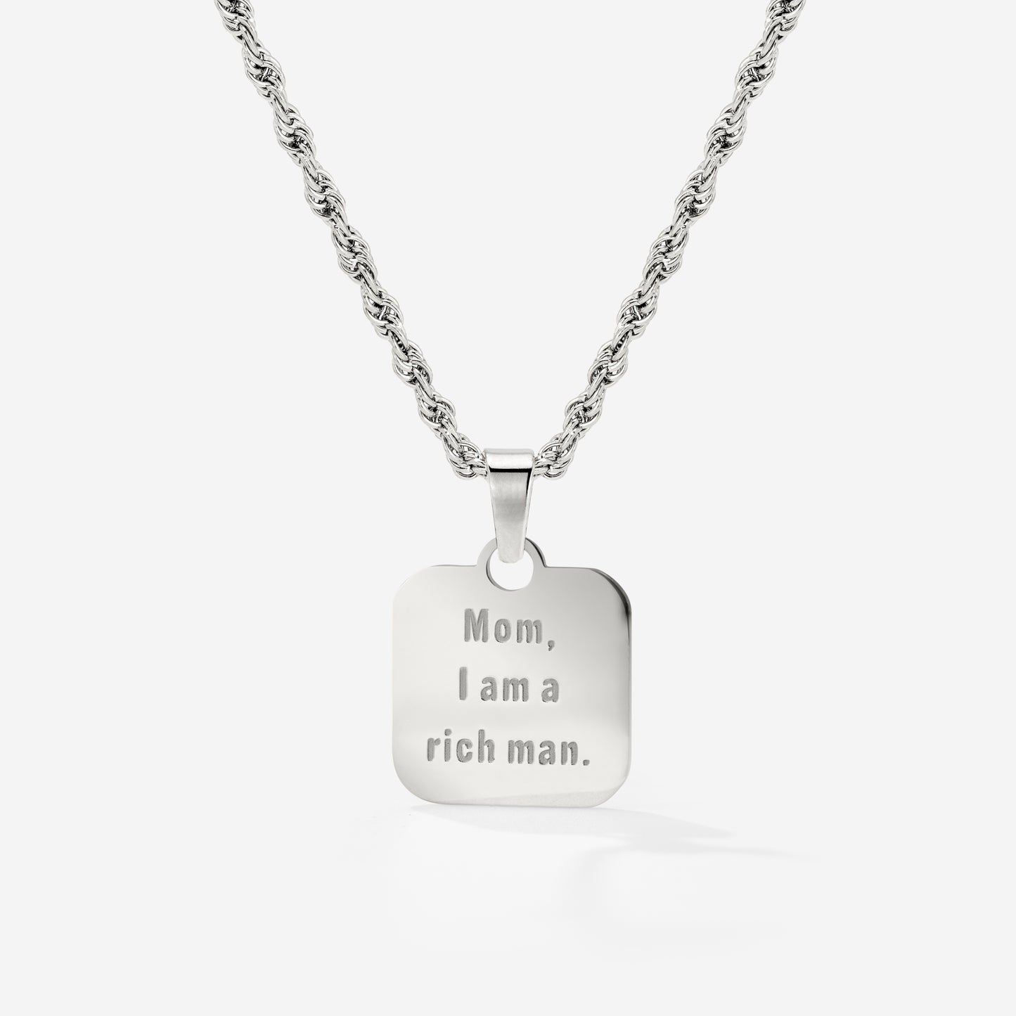 Mom, I am a rich man Necklace Silver