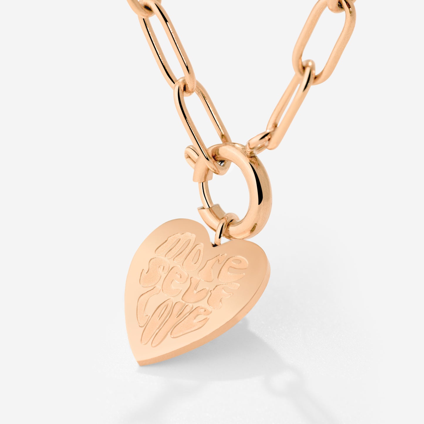 More Self-Love Oval Links Necklace Set Rose Gold