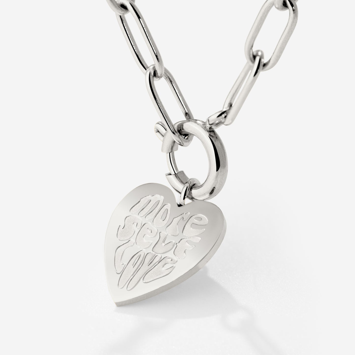 More Self-Love Oval Links Necklace Set Silver