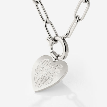 More Self-Love Oval Links Necklace Set Silver