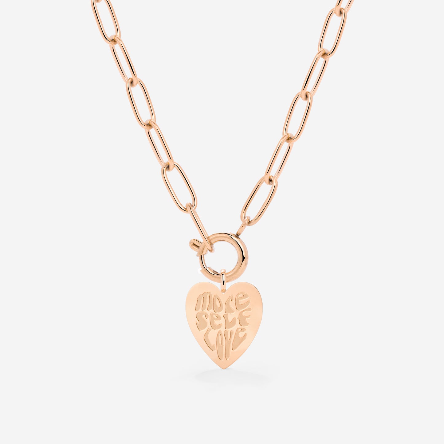 More Self-Love Oval Links Necklace Set Rose Gold