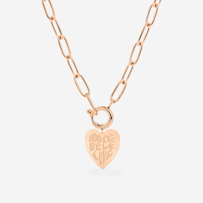 More Self-Love Oval Links Necklace Set Rose Gold