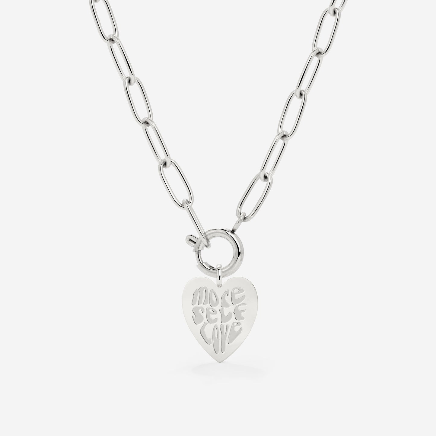 More Self-Love Oval Links Necklace Set Silver