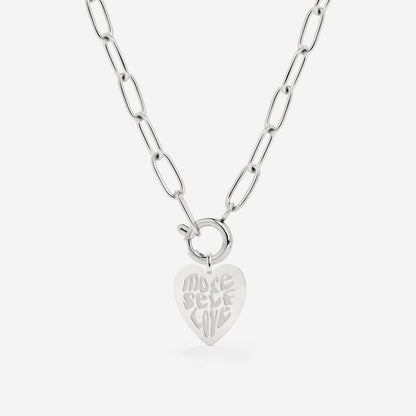 More Self-Love Oval Links Necklace Set Silver