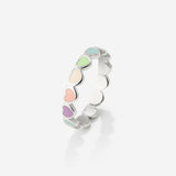 Pastel Hearts Ring Silver