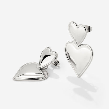 Pillow Hearts Earrings Silver