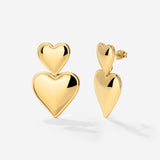 Pillow Hearts Earrings Gold