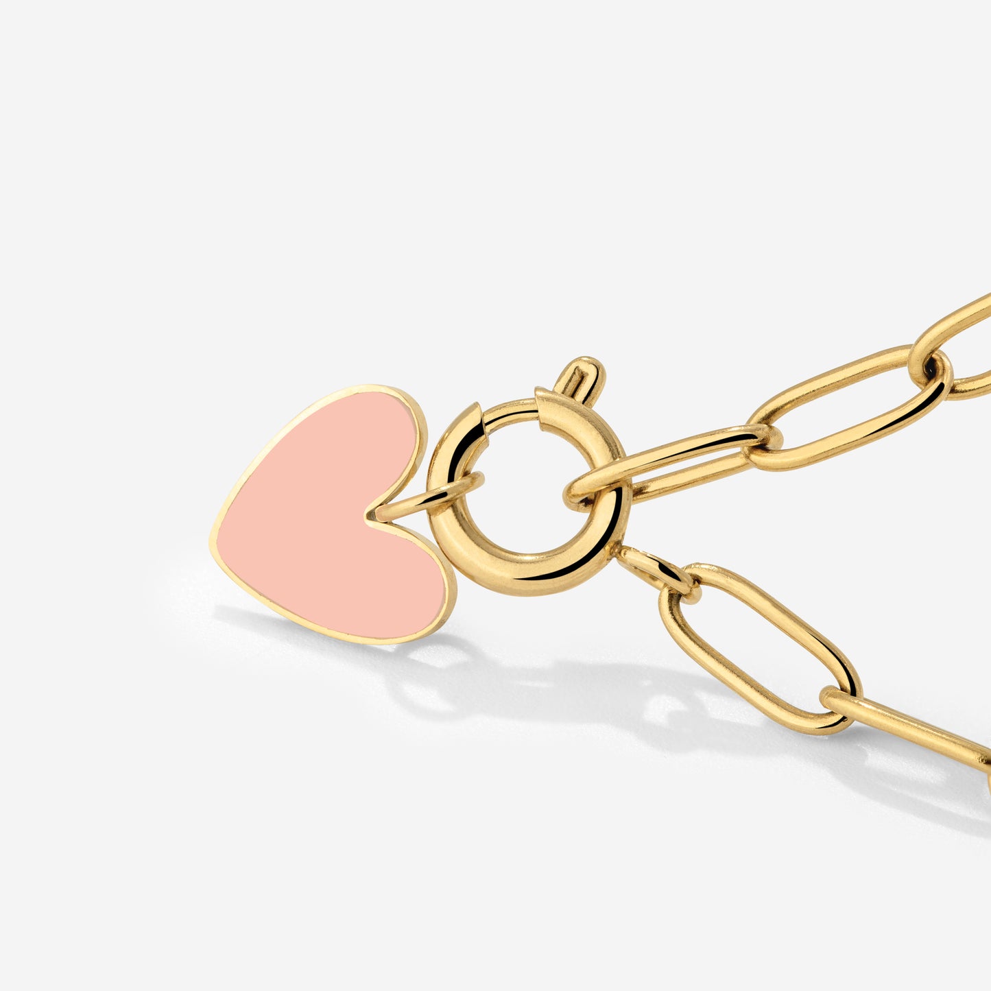 Pink Heart Oval Links Necklace Set Gold