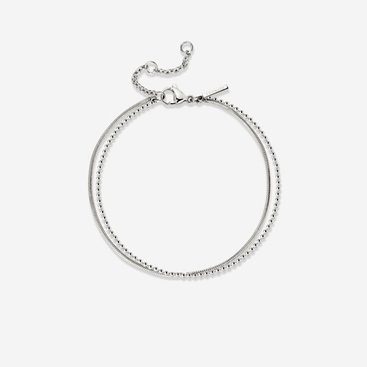 Duo Beads Bracelet Silver