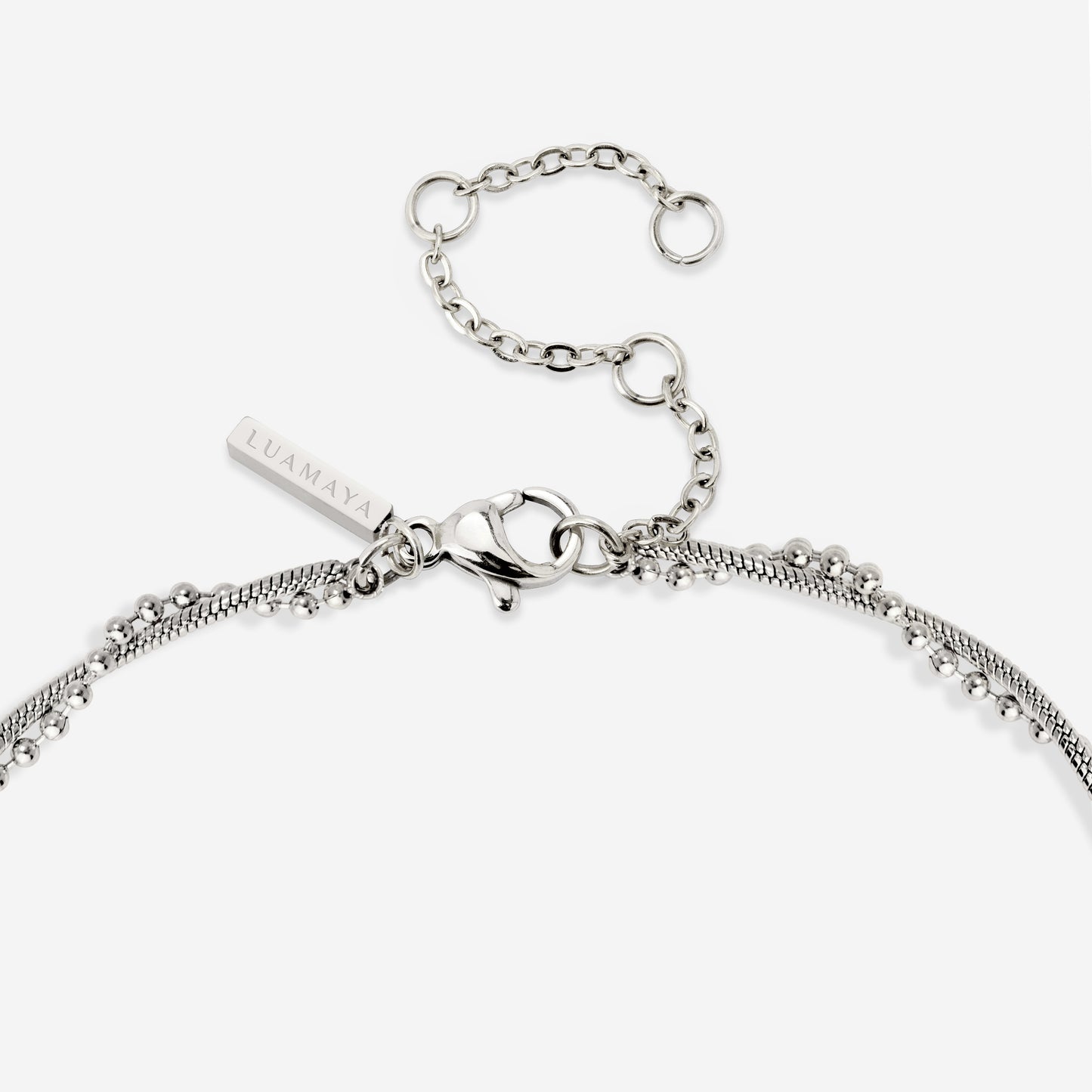 Duo Beads Necklace Silver