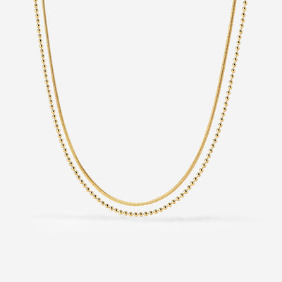 Duo Beads Necklace Gold