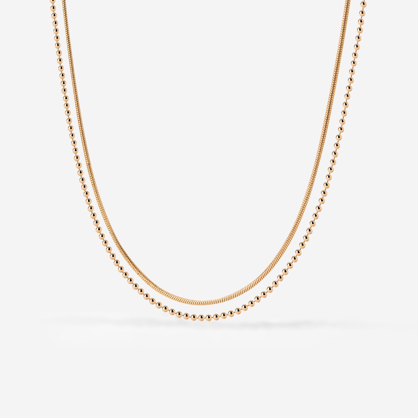 Duo Beads Necklace Rose Gold