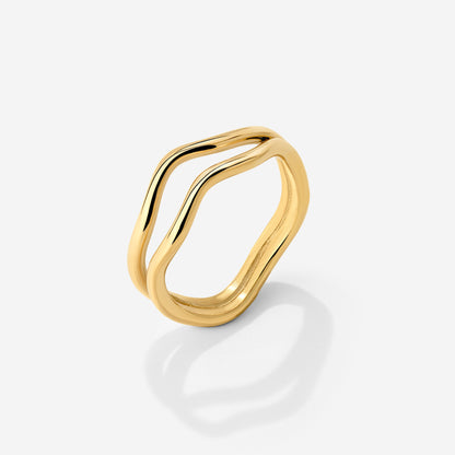 Double Wave Ring Gold