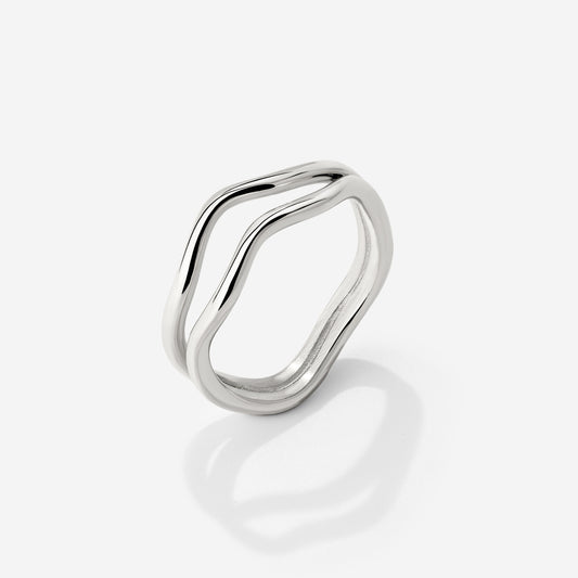 Double Wave Ring Silber