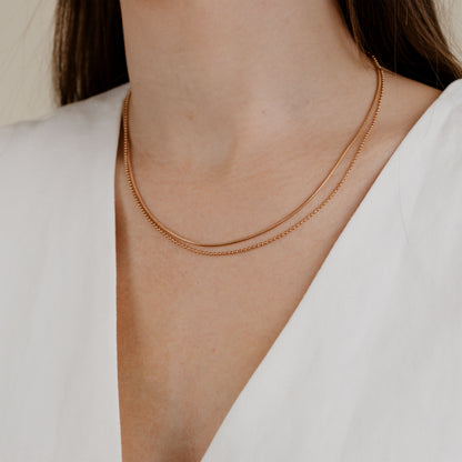 Duo Beads Necklace Rose Gold