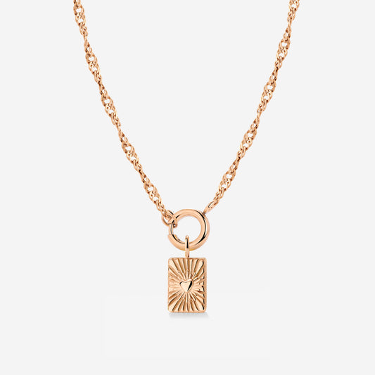 Glowing Heart Singapore Chain Necklace Set Roségold