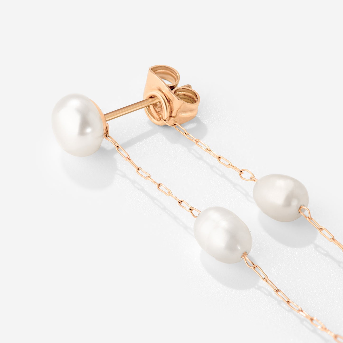 Jules Unique Pearl Fall Studs Rose Gold