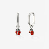 Ladybug Oval Hoop Set Baby Silver