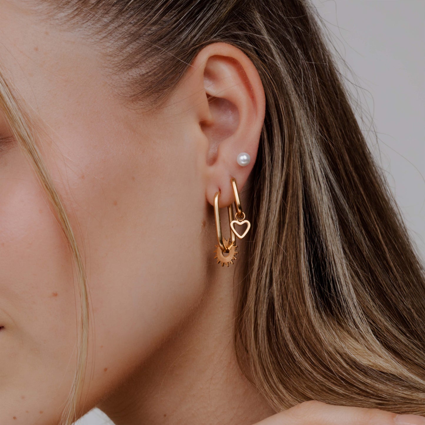 Sun Ray Oval Hoops Small Rose Gold